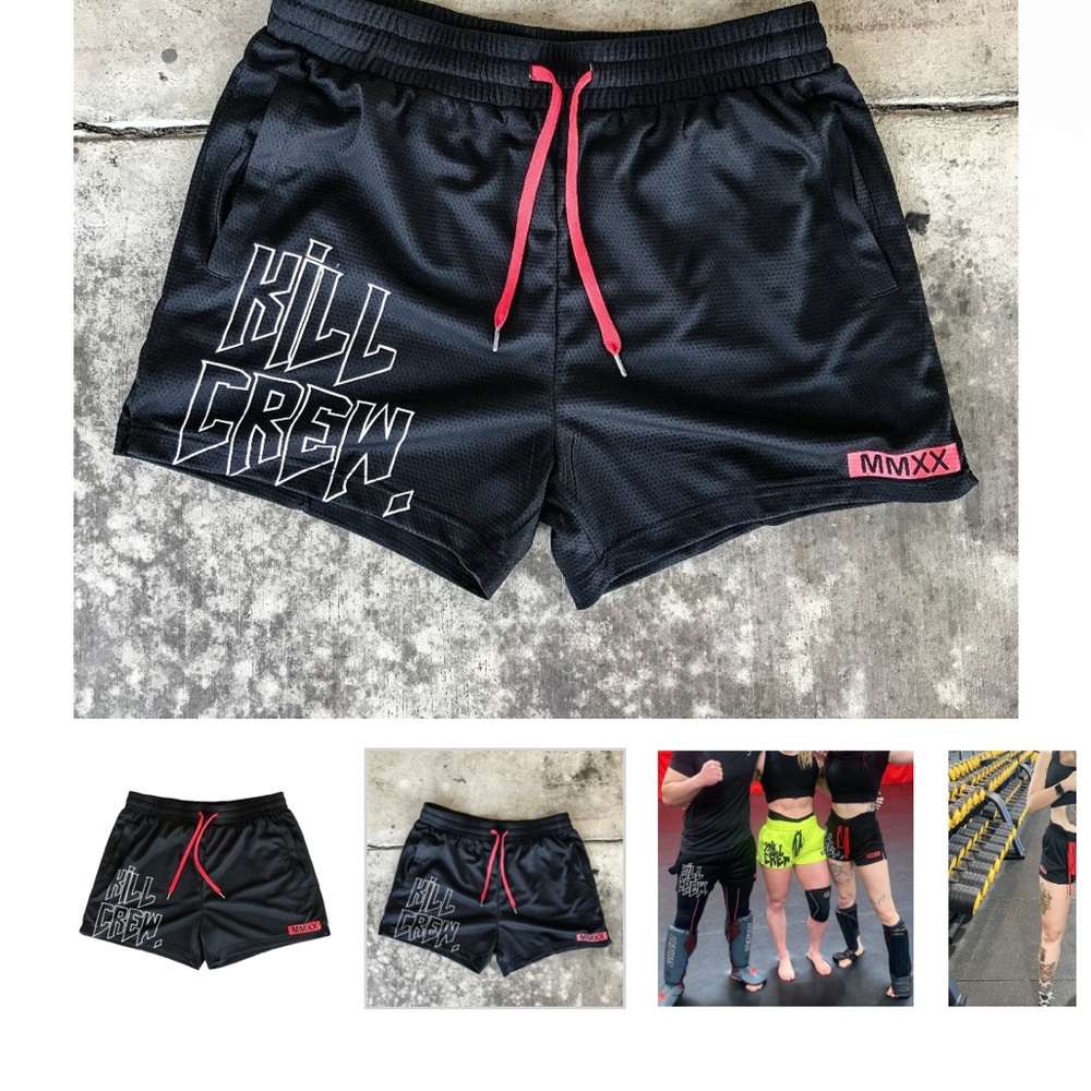 Kill Crew Black Athletic Shorts with Red Accents